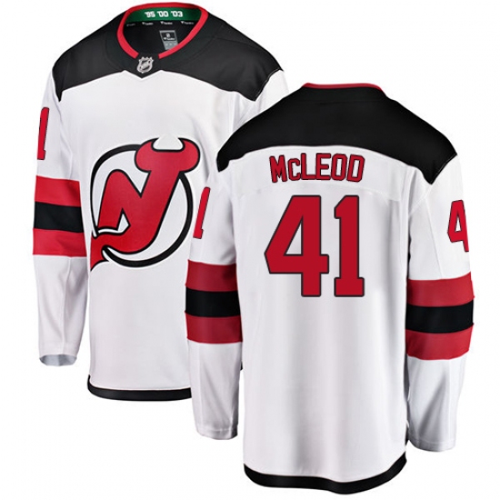 Men's New Jersey Devils #41 Michael McLeod Fanatics Branded White Away Breakaway NHL Jersey - Ujersey