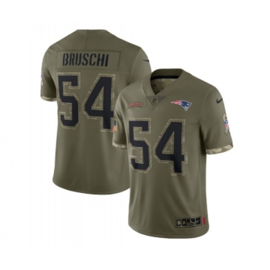 Men's New England Patriots #54 Tedy Bruschi 2022 Olive Salute To Service Limited Stitched Jersey - Ujersey
