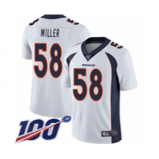Men's Nike Denver Broncos #58 Von Miller White Vapor Untouchable Limited Player 100th Season NFL Jersey - Ujersey