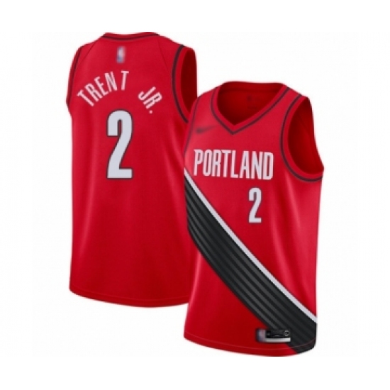 Men's Portland Trail Blazers #2 Gary Trent Jr. Authentic Red Finished Basketball Jersey - Statement Edition - Ujersey