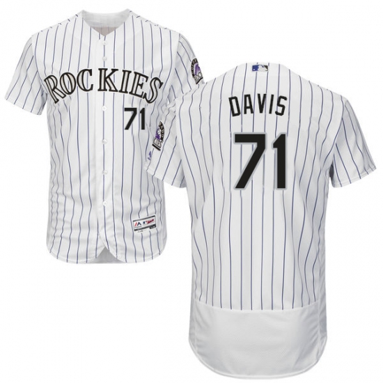 Men's Majestic Colorado Rockies #71 Wade Davis White Home Flex Base Authentic Collection MLB Jersey - Ujersey