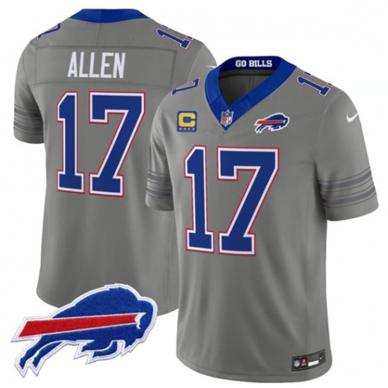 Men's Buffalo Bills #17 Josh Allen Gray F.U.S.E. 2026 Nickel City With 4-Star C Vapor Football Stitched Jersey - Ujersey