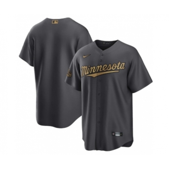 Men's Minnesota Twins Blank Charcoal 2022 All-Star Cool Base Stitched Baseball Jersey - Ujersey