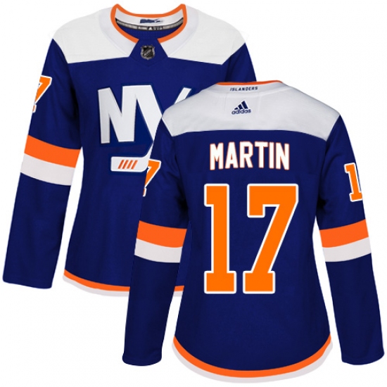 Women's Adidas New York Islanders #17 Matt Martin Premier Blue Alternate NHL Jersey - Ujersey