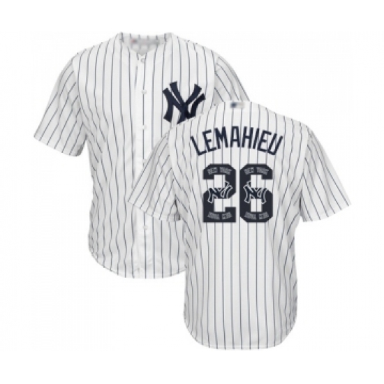 Men's New York Yankees #26 DJ LeMahieu Authentic White Team Logo Fashion Baseball Jersey - Ujersey
