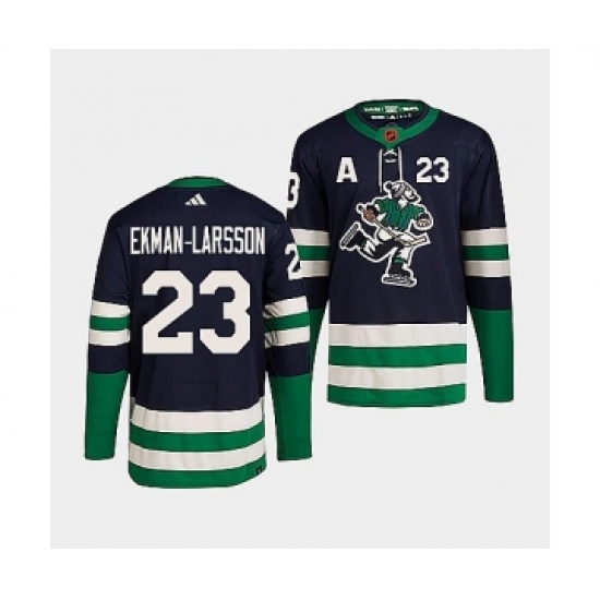 Men's Vancouver Canucks #23 Oliver Ekman-Larsson Navy 2022 Reverse Retro Stitched Jersey - Ujersey
