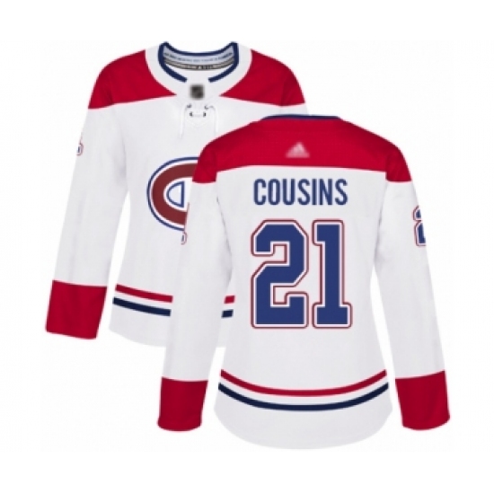 Women's Montreal Canadiens #21 Nick Cousins Authentic White Away Hockey Jersey - Ujersey