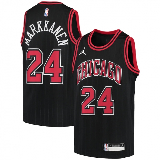 Youth Chicago Bulls #24 Lauri Markkanen Jordan Brand Black 2020-21 Swingman Player Jersey - Ujersey