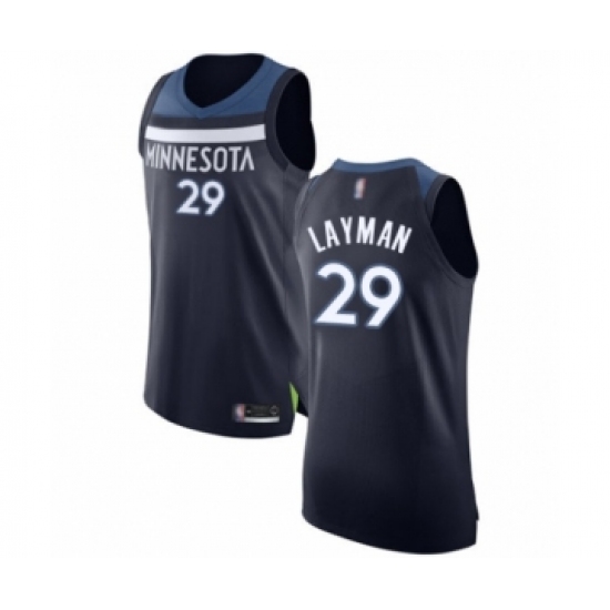 Men's Minnesota Timberwolves #29 Jake Layman Authentic Navy Blue Basketball Jersey - Icon Edition - Ujersey
