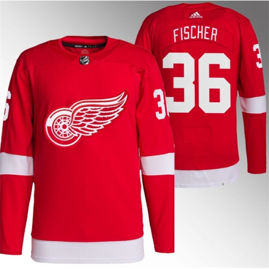 Men's Detroit Red Wings #36 Christian Fischer Red Stitched Jersey - Ujersey