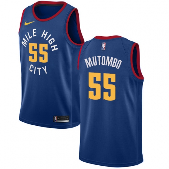 Women's Nike Denver Nuggets #55 Dikembe Mutombo Swingman Light Blue Alternate NBA Jersey Statement Edition - Ujersey