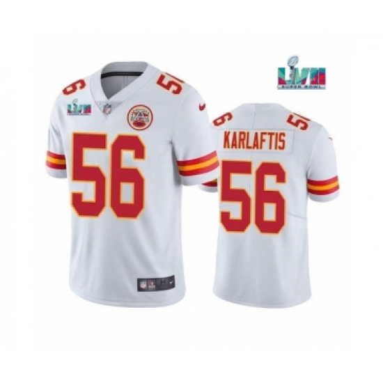 Men's Kansas City Chiefs #56 George Karlaftis White Super Bowl LVII Patch Vapor Untouchable Limited Stitched Jersey - Ujersey