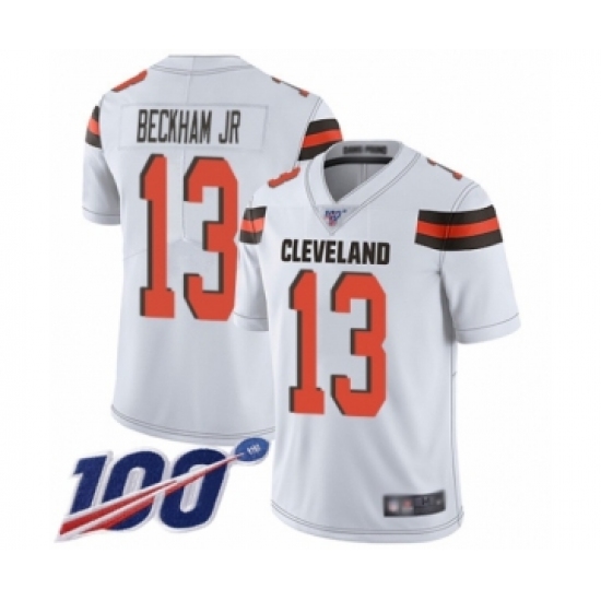 Youth Cleveland Browns #13 Odell Beckham Jr. White 100th Season Vapor Untouchable Limited Player Football Jersey - Ujersey