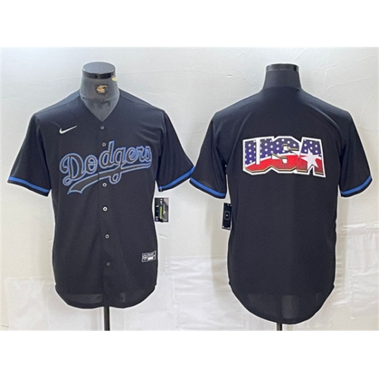 Men's Los Angeles Dodgers Team Big Logo Black Fashion Stitched Baseball Jerseys - Ujersey