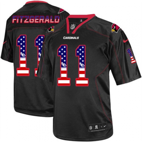 Men's Nike Arizona Cardinals #11 Larry Fitzgerald Elite Black USA Flag Fashion NFL Jersey - Ujersey