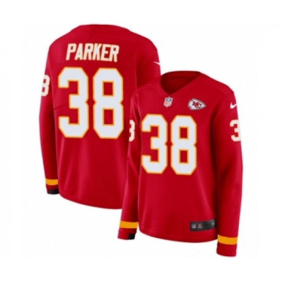 Women's Nike Kansas City Chiefs #38 Ron Parker Limited Red Therma Long Sleeve NFL Jersey - Ujersey