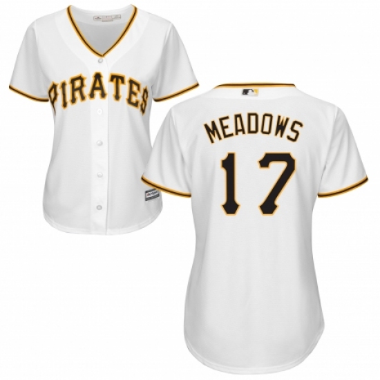 Women's Majestic Pittsburgh Pirates #17 Austin Meadows Replica White Home Cool Base MLB Jersey - Ujersey