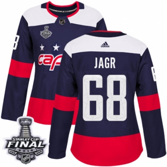 Women's Adidas Washington Capitals #68 Jaromir Jagr Authentic Navy Blue 2018 Stadium Series 2018 Stanley Cup Final NHL Jersey - Ujersey