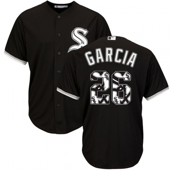Men's Majestic Chicago White Sox #26 Avisail Garcia Authentic Black Team Logo Fashion Cool Base MLB Jersey - Ujersey