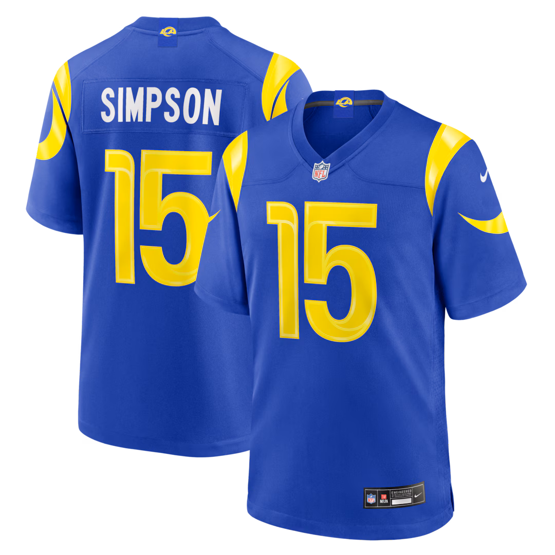 Men's Los Angeles Rams Ty Simpson Nike Royal 2026 NFL Draft First Round Pick No. 13 Team Game Jersey - Ujersey