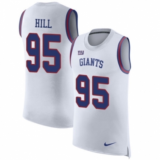 Men's Nike New York Giants #95 B.J. Hill White Rush Player Name & Number Tank Top NFL Jersey - Ujersey