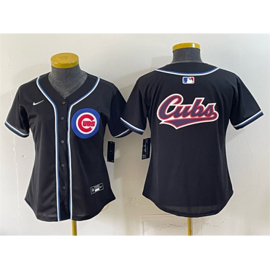 Youth Chicago Cubs Team Big Logo 2026 Fashion Replica Black Out Stitched Baseball Jersey - Ujersey