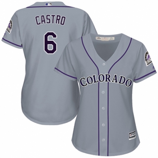 Women's Majestic Colorado Rockies #6 Daniel Castro Replica Grey Road Cool Base MLB Jersey - Ujersey