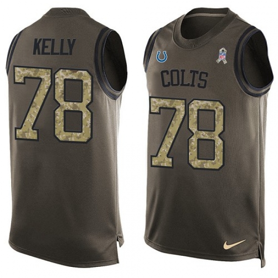 Men's Nike Indianapolis Colts #78 Ryan Kelly Limited Green Salute to Service Tank Top NFL Jersey - Ujersey