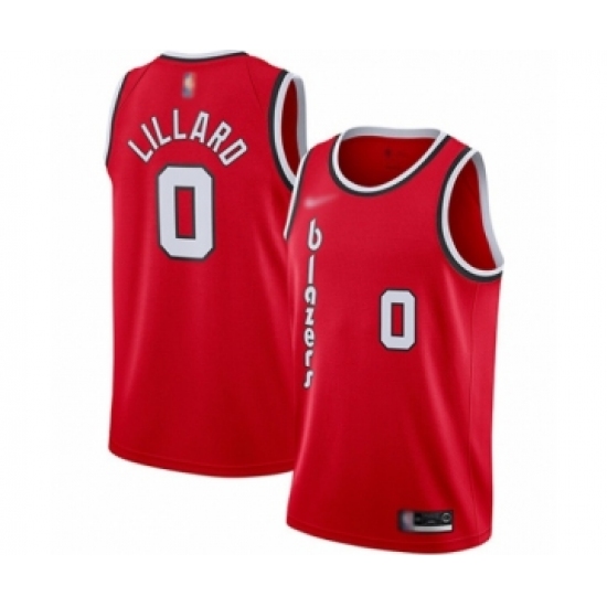 Men's Portland Trail Blazers #0 Damian Lillard Authentic Red Hardwood Classics Basketball Jersey - Ujersey