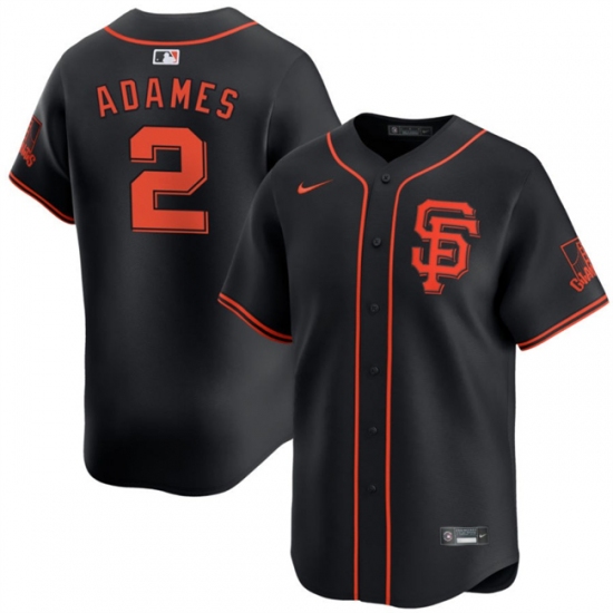 Men's San Francisco Giants #2 Willy Adames Black 2024 Black AlternateLimited Stitched Baseball Jersey - Ujersey