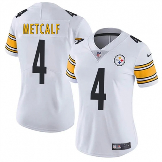 Women's Pittsburgh Steelers #4 DK Metcalf White 2025 Vapor Football Stitched Jersey(Run Small) - Ujersey