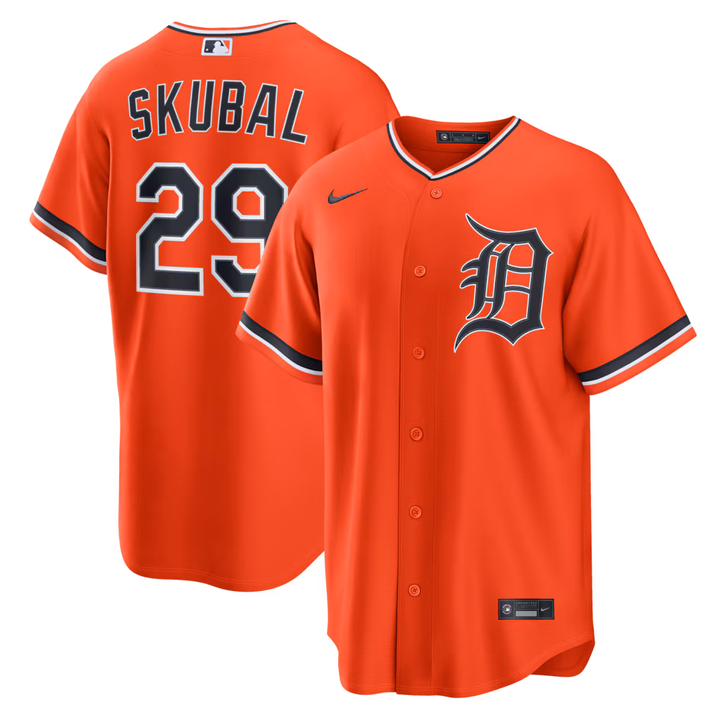 Men's Detroit Tigers Tarik Skubal Nike Orange Alternate Replica Jersey - ujerseystore