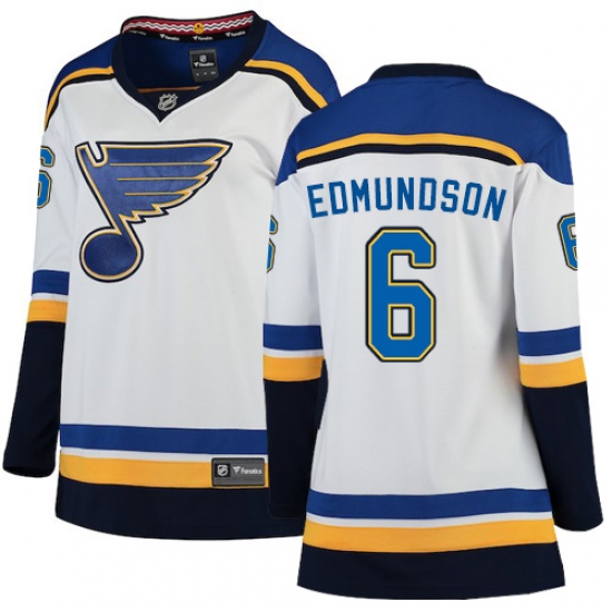 Women's St. Louis Blues #6 Joel Edmundson Fanatics Branded White Away Breakaway NHL Jersey - Ujersey