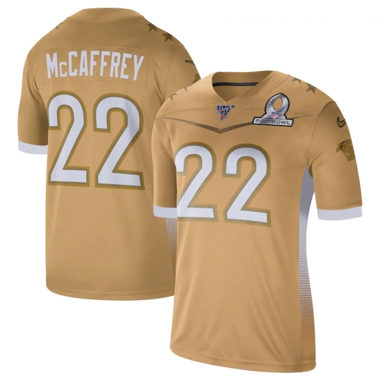 Men's Carolina Panthers #22 Christian McCaffrey Nike Gold 2020 NFC Pro Bowl Game Jersey - Ujersey