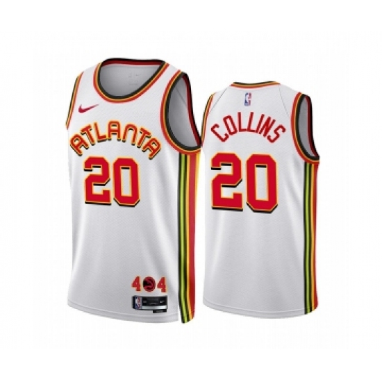 Men's Atlanta Hawks #20 John Collins 2022-23 White Association Edition Stitched Jersey