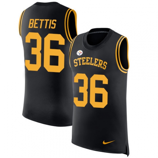 Men's Nike Pittsburgh Steelers #36 Jerome Bettis Limited Black Rush Player Name & Number Tank Top NFL Jersey - Ujersey