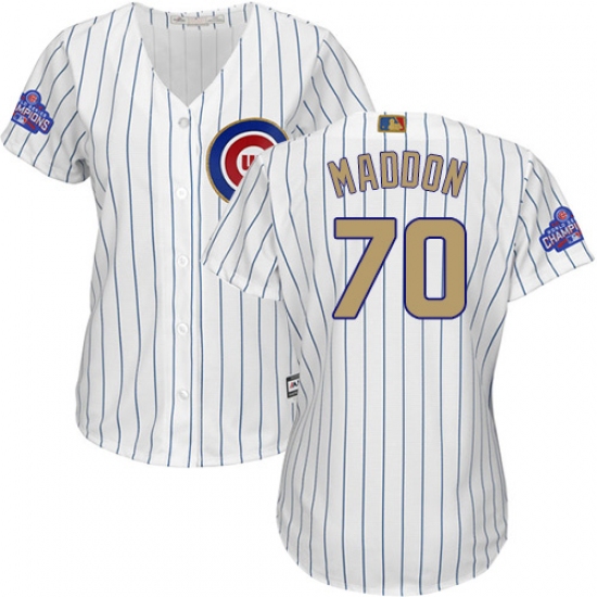 Women's Majestic Chicago Cubs #70 Joe Maddon Authentic White 2017 Gold Program MLB Jersey - Ujersey
