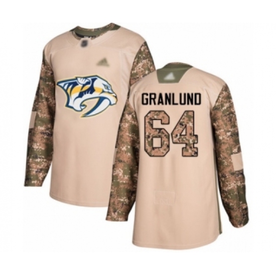 Men's Nashville Predators #64 Mikael Granlund Authentic Camo Veterans Day Practice Hockey Jersey - Ujersey
