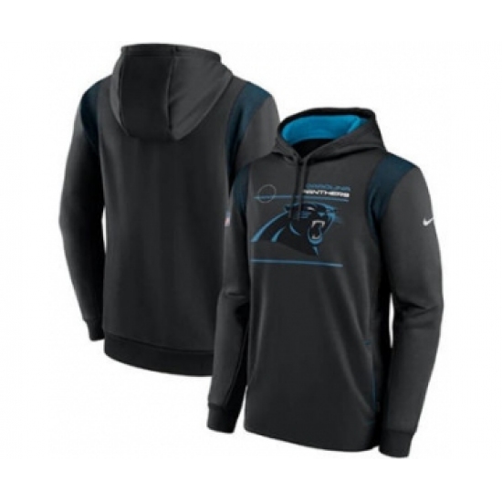 Men's Carolina Panthers 2021 Black Sideline Logo Performance Pullover Hoodie - Ujersey