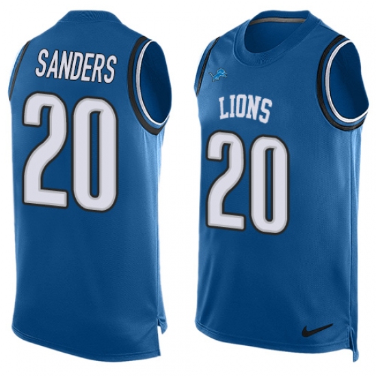 Men's Nike Detroit Lions #20 Barry Sanders Limited Light Blue Player Name & Number Tank Top NFL Jersey - Ujersey