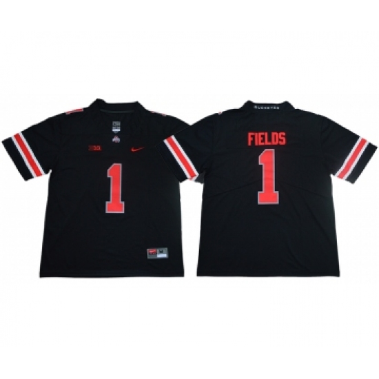 Ohio State Buckeyes 1 Justin Fields Limited College Football Black Jersey - Ujersey
