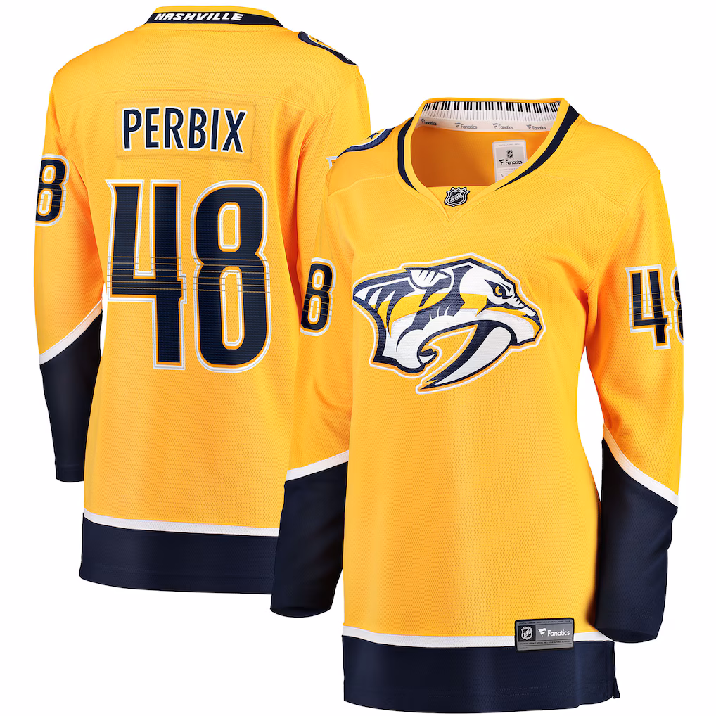 Women's Nashville Predators Nick Perbix Fanatics Gold Home Breakaway Jersey - ujerseystore