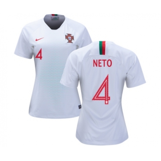 Women's Portugal #4 Neto Away Soccer Country Jersey