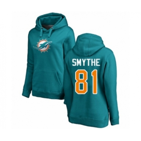 Football Miami Dolphins #81 Durham Smythe Aqua Green Backer Pullover Hoodie - Ujersey