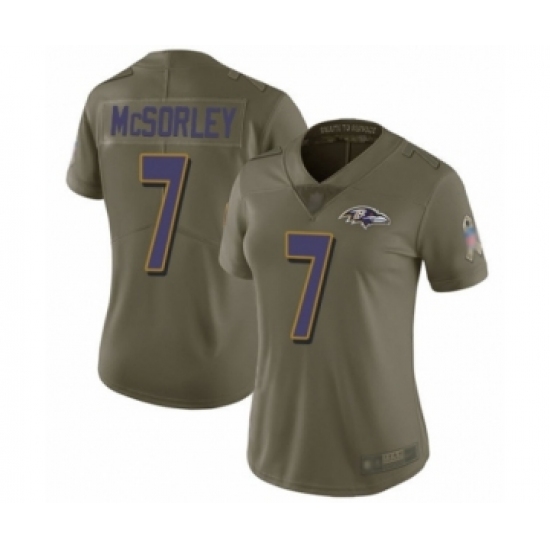 Women's Baltimore Ravens #7 Trace McSorley Limited Olive 2017 Salute to Service Football Jersey - Ujersey