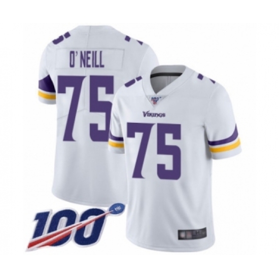Men's Minnesota Vikings #75 Brian O'Neill White Vapor Untouchable Limited Player 100th Season Football Jersey - Ujersey