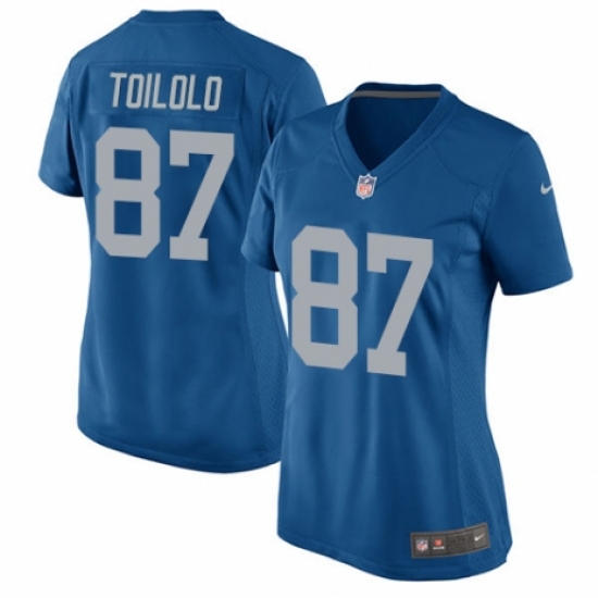 Women's Nike Detroit Lions #87 Levine Toilolo Game Blue Alternate NFL Jersey - Ujersey
