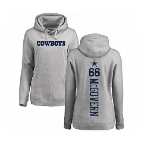 Football Women's Dallas Cowboys #66 Connor McGovern Ash Backer Pullover Hoodie