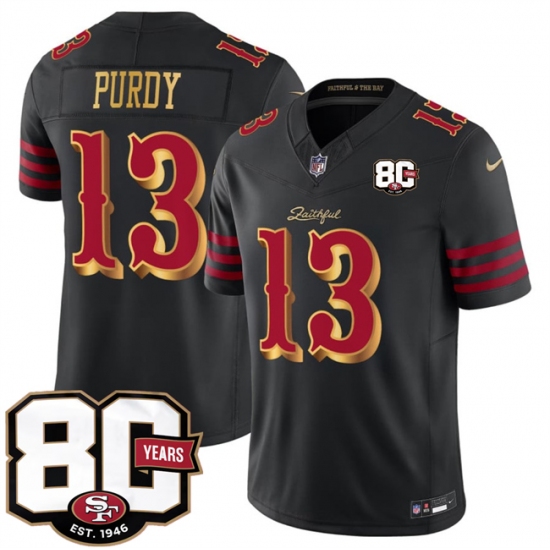 Men's San Francisco 49ers #13 Brock Purdy Black 80th Anniversary“Rivalries” 2026 F.U.S.E. Vapor Untouchable Limited Football Stitched Jersey - Ujersey