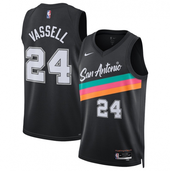 Men's San Antonio Spurs #24 Devin Vassell Black 2025-26 City Edition Swingman Stitched Basketball Jersey - Ujersey